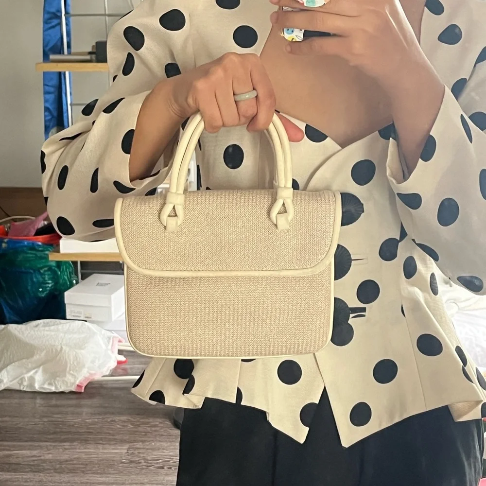 SOLDSOLDSOLDMaryam Nassir Zadeh Lune bag in cream leather and fabric - Picture 1 of 16